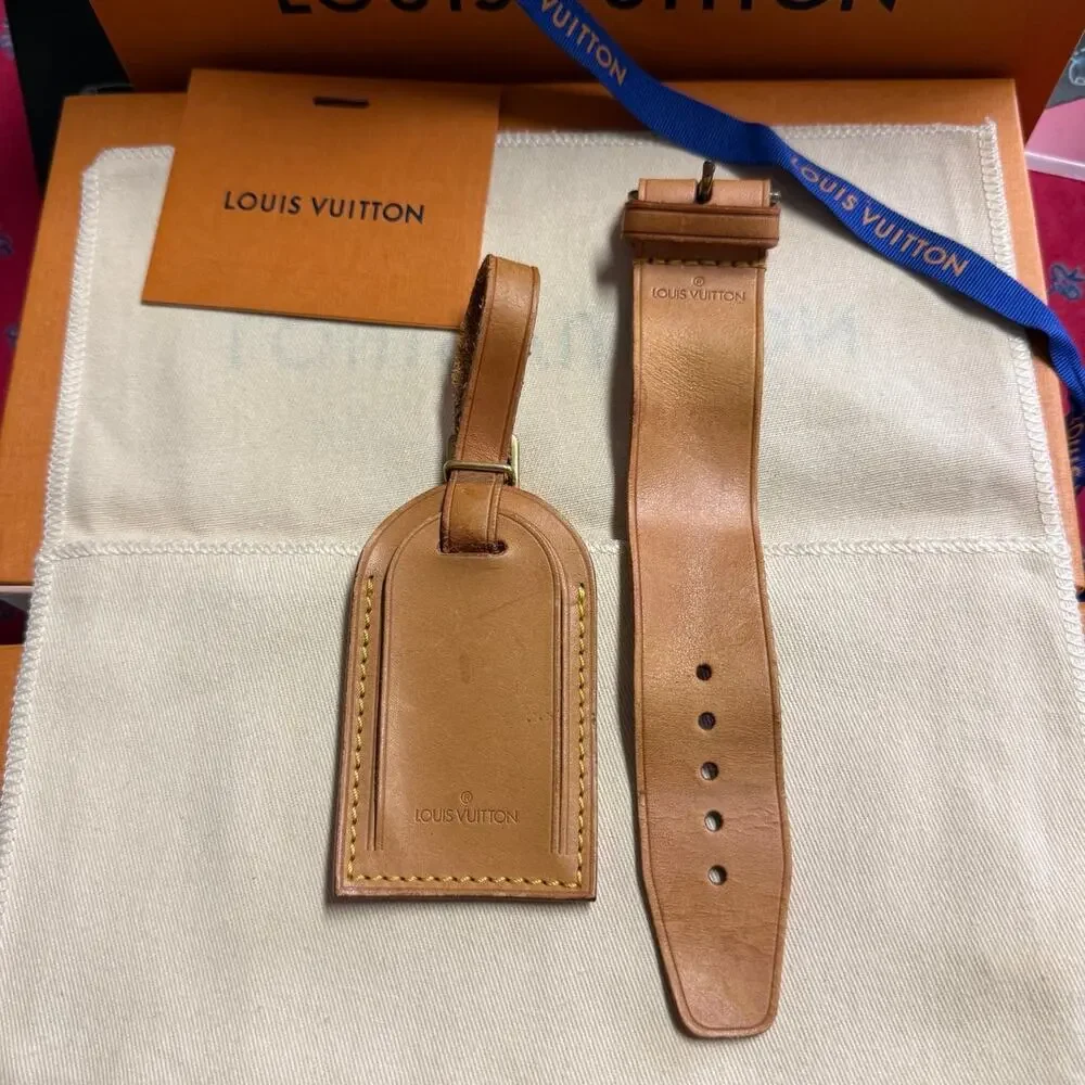Louis Vuitton Vachetta Leather Luggage Tag and Poignet Authentic NO BOX - Picture 4 of 12
